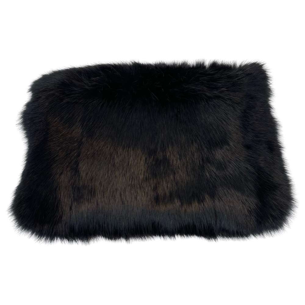Vintage real genuine rabbit fur evening clutch with crystal brooch closure - Picture 5 of 5